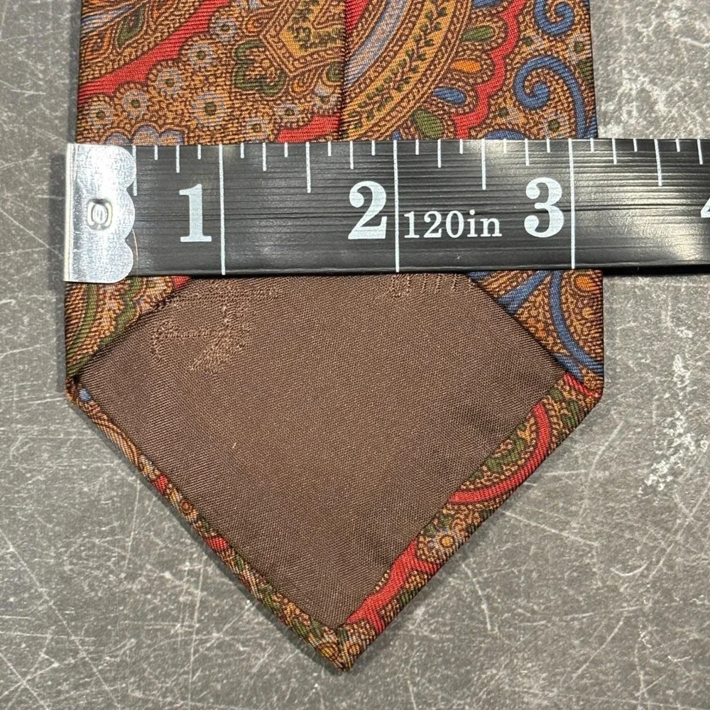 Vintage (80s) Salvatore Ferragamo Mens Tie | Red Blue Paisley Silk Made in Italy